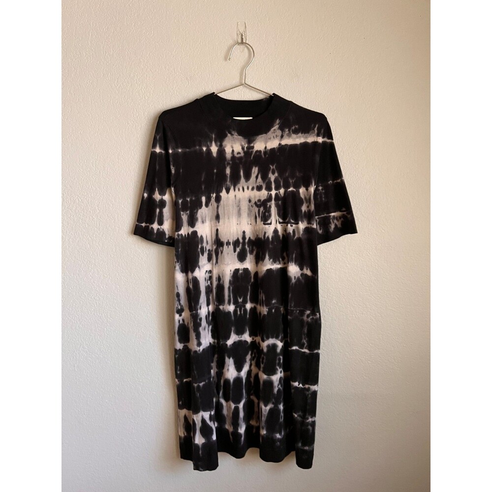t.la Anthropologie Heidi Mock Neck Tee Dress in Black Tie-Dye Size MEDIUM